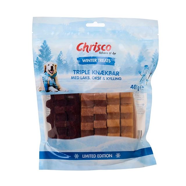 Chrisco WLE Triple Knækbar med laks, okse & kylling