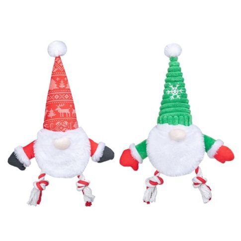 Chrisco Julenisse med pivelyd og reb, 38 cm