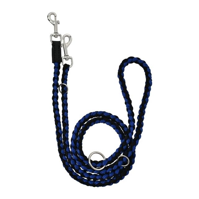 Chrisco hundeline i flettet reb, blå/sort, 220 cm