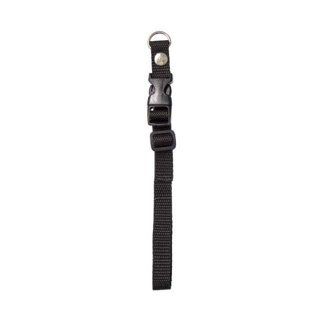 Chrisco Hvalpehalsbånd i nylon med snaplås, 15-40 cm/15 mm, sort