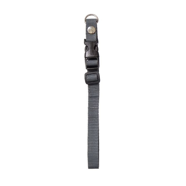 Chrisco Hvalpehalsbånd i nylon med snaplås, 15-40 cm/15 mm, grå