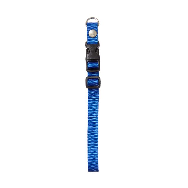 Chrisco Hvalpehalsbånd i nylon med snaplås, 15-40 cm/15 mm, blå