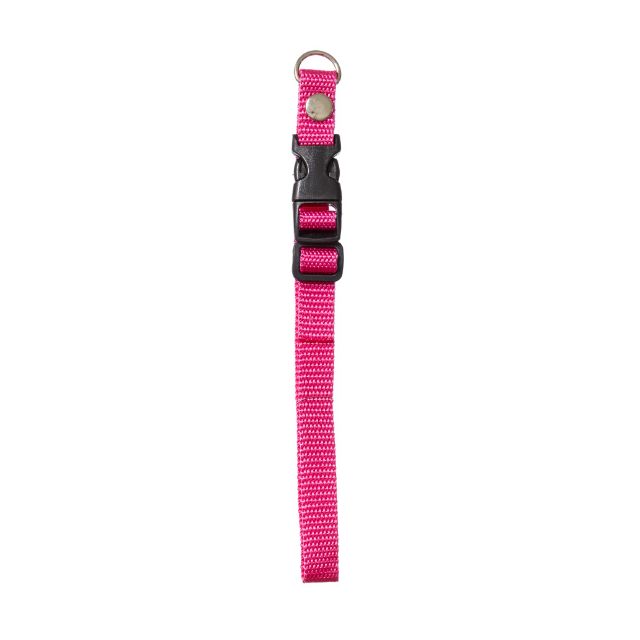 Chrisco Hvalpehalsbånd i nylon med snaplås, 15-40 cm/15 mm, pink