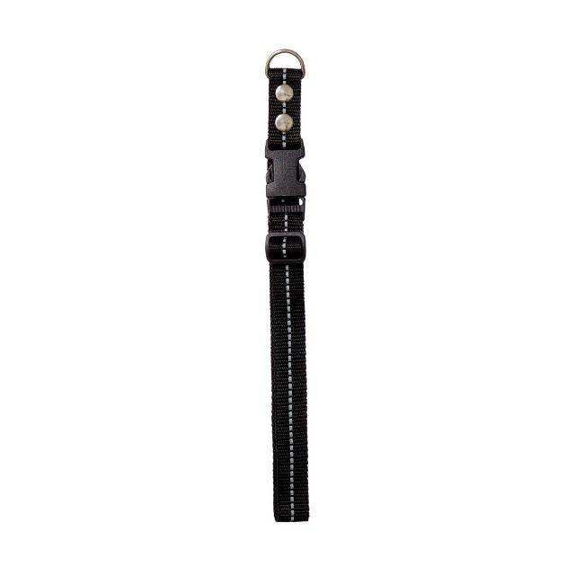 Chrisco Halsbånd i nylon med refleks & snaplås,  35-60 cm, sort