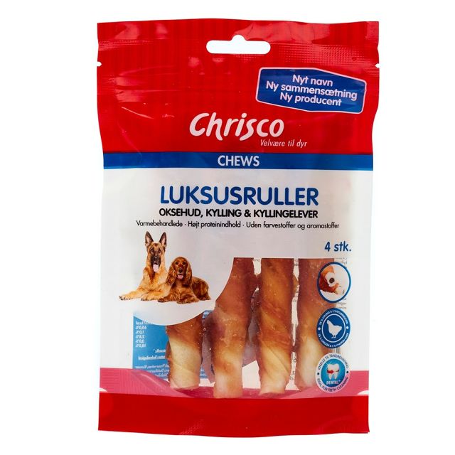 Chrisco Luksusruller med kylling & kyllingelever, 100 g e