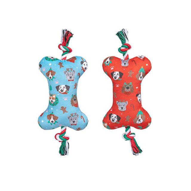 Chrisco Julekødben med reb og pivelyd, 35 cm