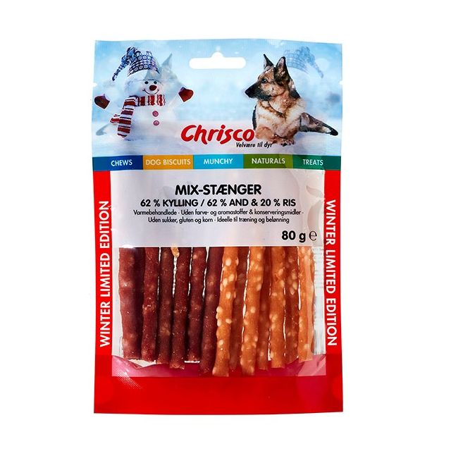 Chrisco Mix-stænger med Kylling & And, 80 g - WINTER LIMITED EDITION