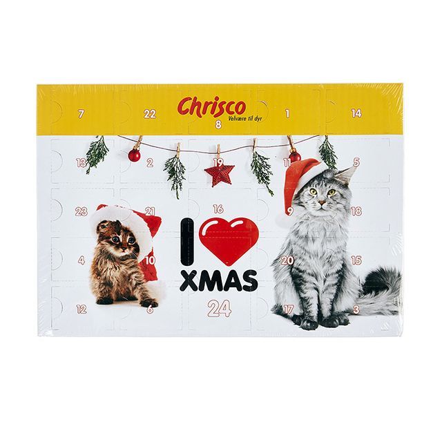 Chrisco I LOVE XMAS julekalender til katte, 120 g ℮