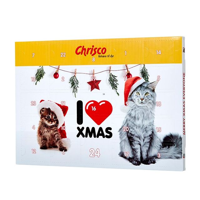 Chrisco I LOVE XMAS julekalender til katte, 120 g ℮
